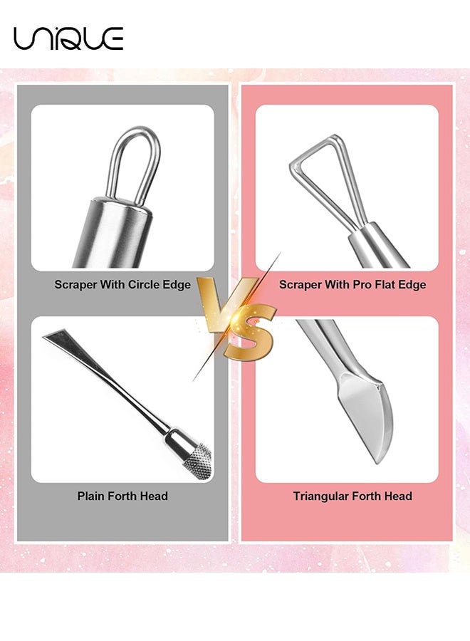 Unique 3 Pcs Nail Cuticle Pusher, Metal Nail Scraper for Gel Polish Remover, Triangle Tip Cuticle Cleaner, Manicure Tools for Fingernails and Toenails (Silver, Rose Gold, Colorful) - Image 3