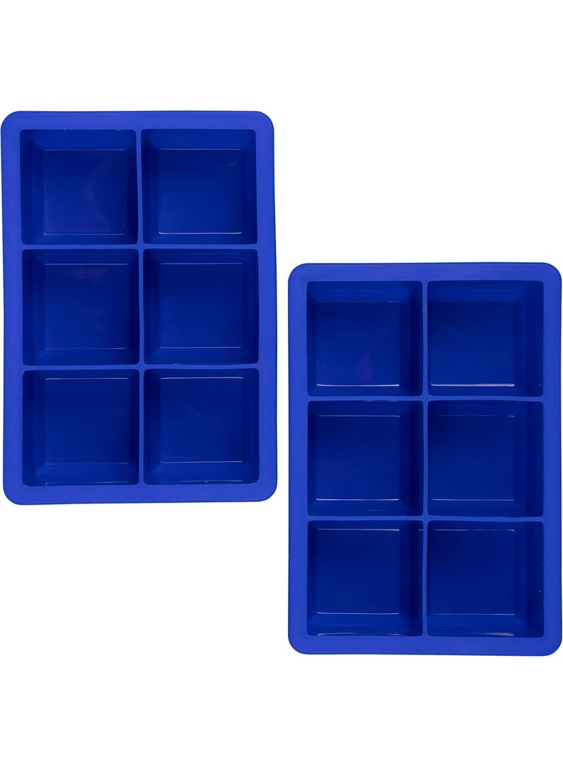 Tovolo Large 2” King Cube Ice Tray Pack of 2 Stratus Blue Ice Cube Trays for Whiskey Cocktails Smoothies, Big Square Ice Cube Mold Silicone Freezer Tray for Perfect Cubes BPA Free Dishwasher Safe - Image 3