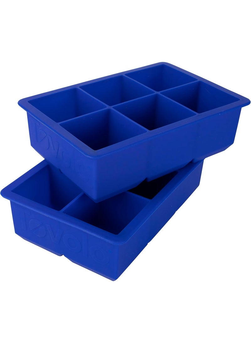 Tovolo Large 2” King Cube Ice Tray Pack of 2 Stratus Blue Ice Cube Trays for Whiskey Cocktails Smoothies, Big Square Ice Cube Mold Silicone Freezer Tray for Perfect Cubes BPA Free Dishwasher Safe - Image 2