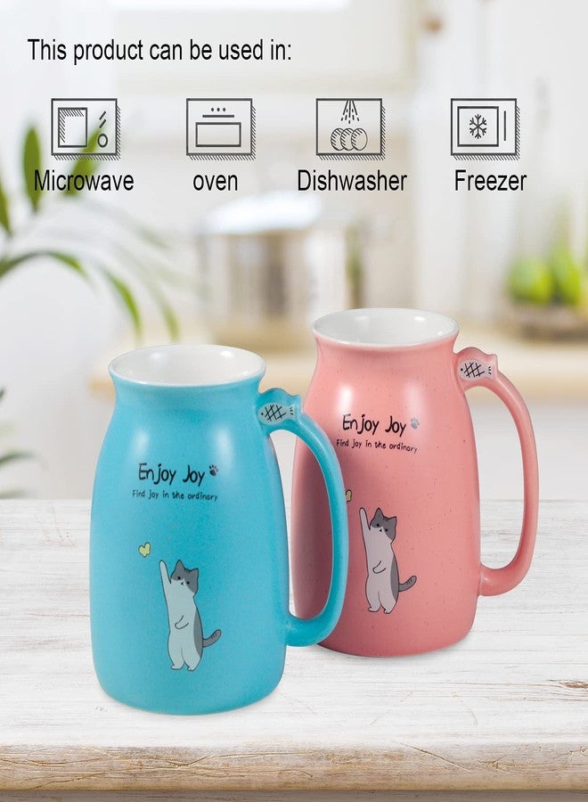 Feify Cute Cat Cup Ceramic Coffee Mug with Kawaii Cat Wooden Lid, Lovely Stainless Steel Spoon, Anime Kitty Thicken Wooden Coaster, Christmas Birthday Cute Thing Japanese Mug 16oz (Pink) - Image 5