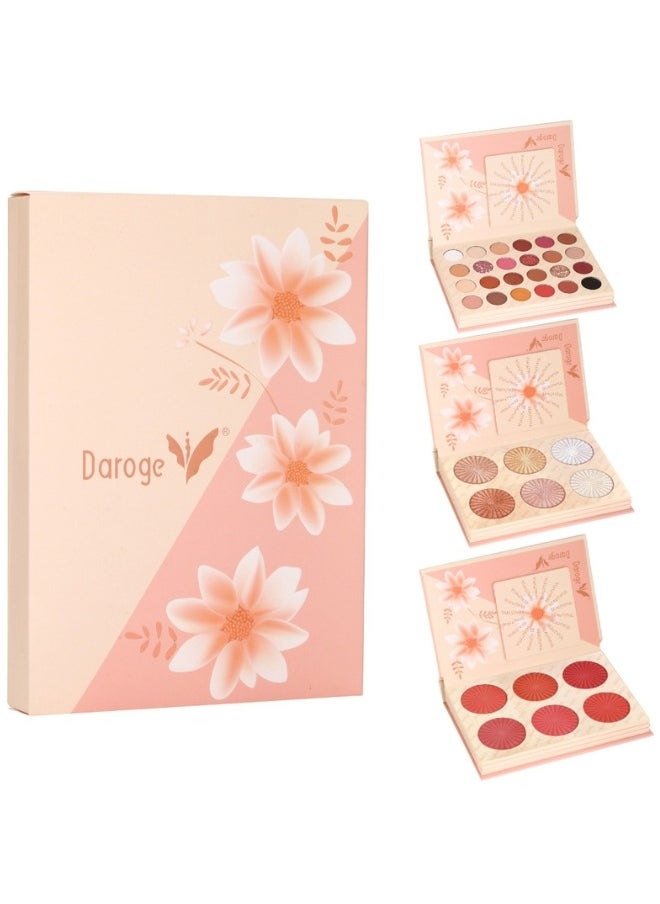 daroge All In One Make Up Eyeshadow Highlight Blush Palette - Long Wearing Highly Pigmented Glitter Makeup Palette - Travel Size and Best Gift Set For Women  - Image 1