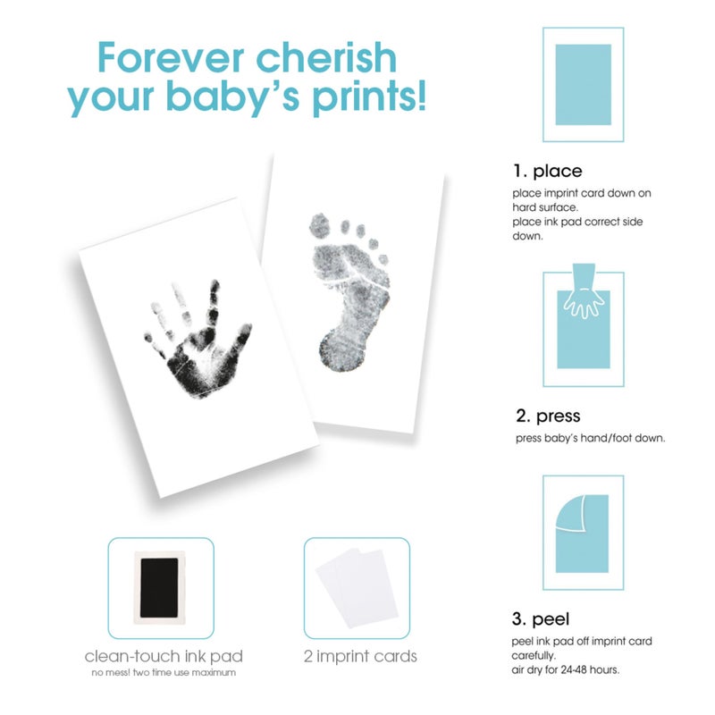Pearhead Baby Hand and Footprint Kit - Inkless No Mess Clean-Touch Ink Pad, Newborn Keepsake Frame, Nursery Decor Essentials, Perfect Shower Gift for Boys and Girls, White - Image 5