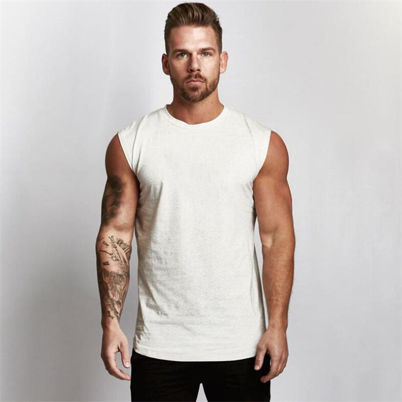 Mens Cotton Sleeveless Sports Tank Top Grey  - Image 3