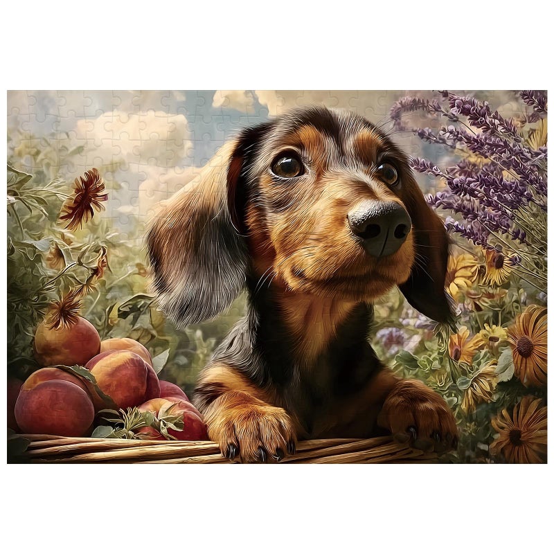 Ulord Great Jigsaw Puzzles for Adults 300 Pieces Dachshund Puppy Palying in The Garden Puzzles for Adults Toys Gift Family Decoration Kids Puzzle - Image 3