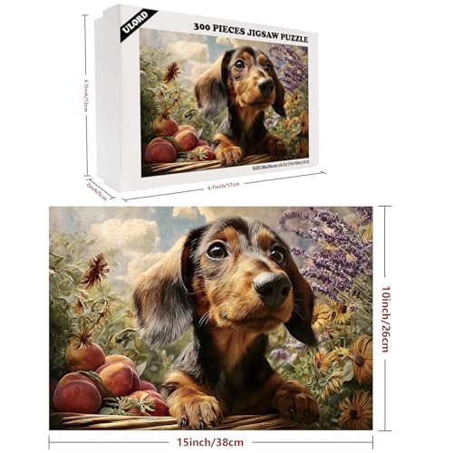 Ulord Great Jigsaw Puzzles for Adults 300 Pieces Dachshund Puppy Palying in The Garden Puzzles for Adults Toys Gift Family Decoration Kids Puzzle - Image 5