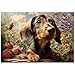Ulord Great Jigsaw Puzzles for Adults 300 Pieces Dachshund Puppy Palying in The Garden Puzzles for Adults Toys Gift Family Decoration Kids Puzzle - Image 2
