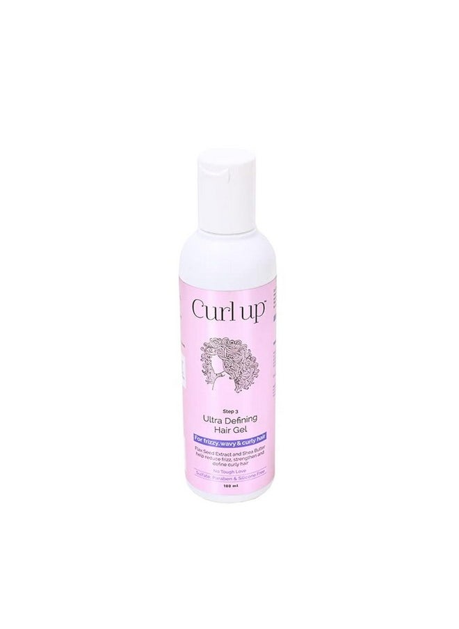Curl Up Ultra Defining Hair Gel - Strong Hold Flaxseed Hair Gel - For Dry Frizzy, Wavy & Curly Hair - Sulphate Paraben & Silicone Free (100Ml)  - Image 1