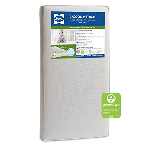 SEALY BABY Sealy Baby 2 Cool 2 Stage Breathable Crib Mattress GREENGUARD Gold Certified Made in USA Premium Extra Firm Cooling Foam Toddler Bed Fit Non Toxic Safety Quality Tested 52x28 