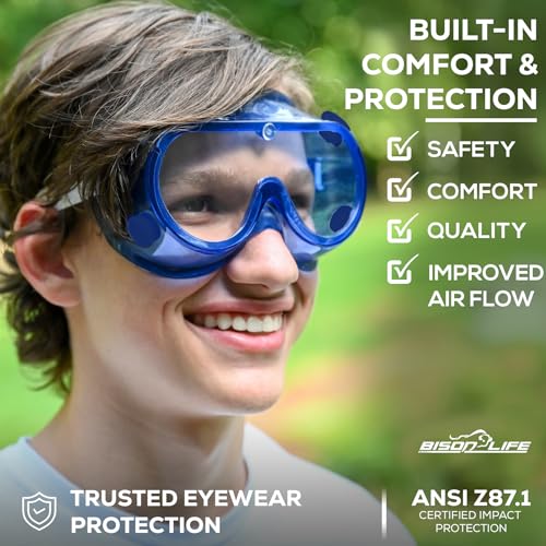 BISON LIFE Safety Glasses for Kids 12 Pack | ANSI Z87 Impact and Scratch Resistant, Clear Lens Assorted Color Temples, Child Youth Size Science Glasses Variety Pack - Image 3