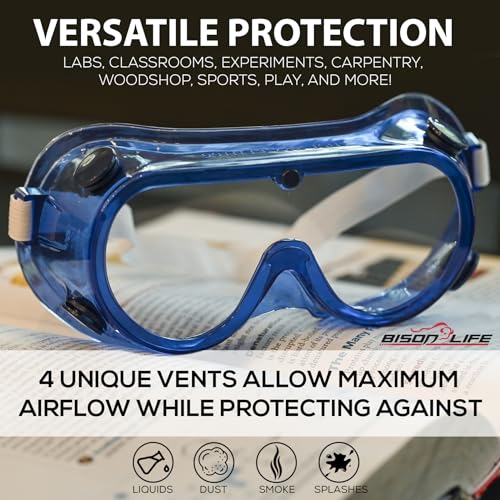BISON LIFE Safety Glasses for Kids 12 Pack | ANSI Z87 Impact and Scratch Resistant, Clear Lens Assorted Color Temples, Child Youth Size Science Glasses Variety Pack - Image 5