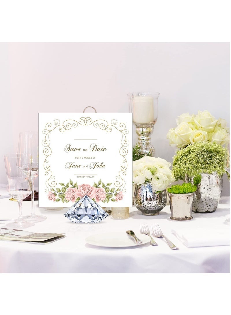 WALALLA 12 Pieces Diamond Place Card Holders Wedding Table Number Holder Acrylic Crystal Table Card Stands Clear Tabletop Card Stands for Weddings Baby Shower Table Card Decoration,Transparent White - Image 4