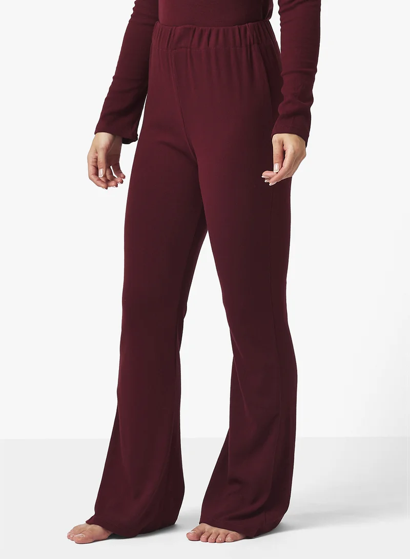 Ginger Basics Cozy Fine Knit Ribbed Lounging Top & Pant Set