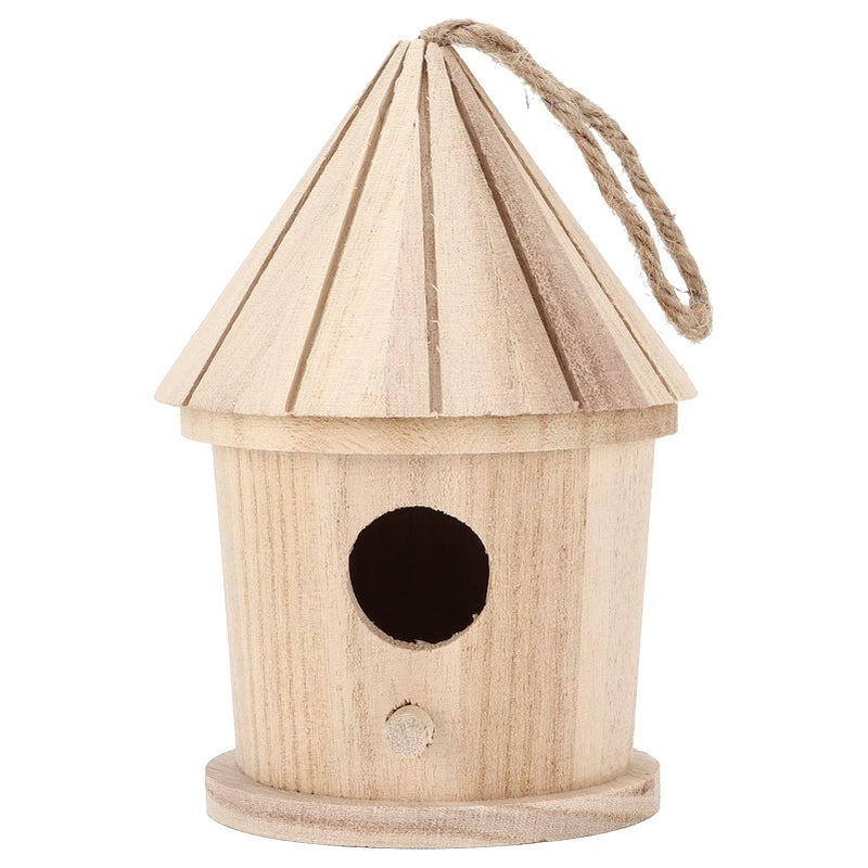 Wooden Birdhouses Unfinished Wood Bird House Round Shaped Hanging Bird Nest for Outdoor Garden