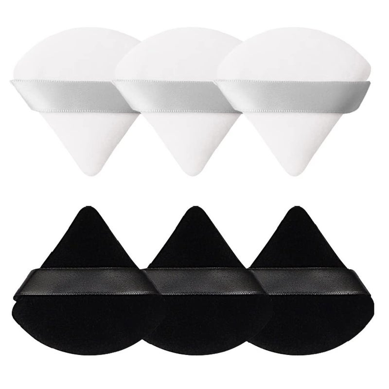 Pimoys 6 Pieces Powder Puff Face Soft Triangle Makeup Puff for Loose Powder Body Powder, Wedge Shape Velour Cosmetic Sponge for Contouring, Under Eyes and Corners, Beauty Makeup Tools - Image 1