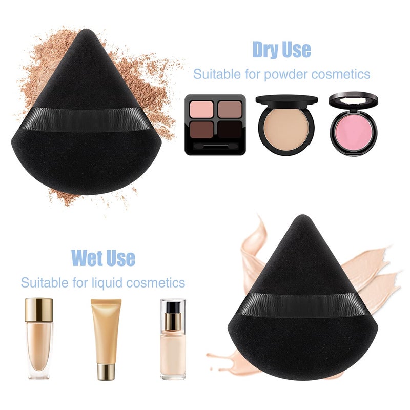 Pimoys 6 Pieces Powder Puff Face Soft Triangle Makeup Puff for Loose Powder Body Powder, Wedge Shape Velour Cosmetic Sponge for Contouring, Under Eyes and Corners, Beauty Makeup Tools - Image 3