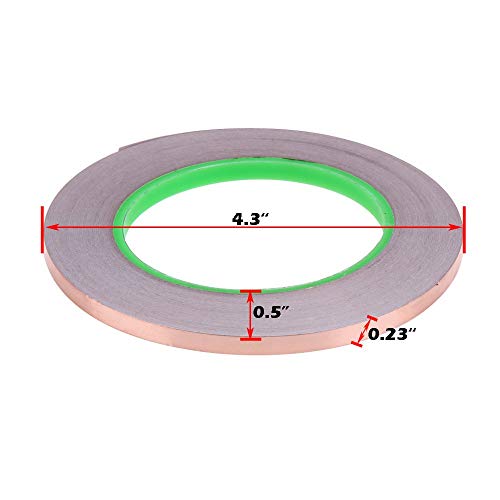 Oubaka 6 Pack Copper Foil Tape,Double-Sided Conductive Copper Tape with Adhesive for EMI Shielding,Stained Glass,Soldering,Electrical Repairs,Paper Circuits,Grounding (1/4inch X 21.8yards) - Image 4