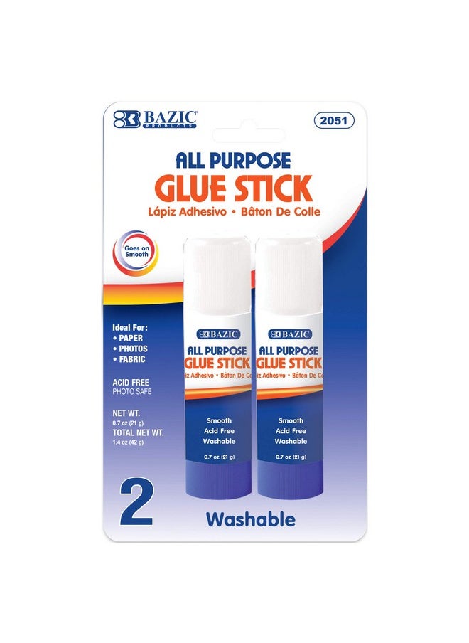 Bazic Products لصق بازيك بريميوم 21 غ 0.7 أوز متعدد الاستخدامات خالي من الحمض لأعواد الغراء للصور والورق وفنون الأطفال والحرف في المدرسة والمنزل والمكتب (2 عبوة) عبوة واحدة  - Image 1