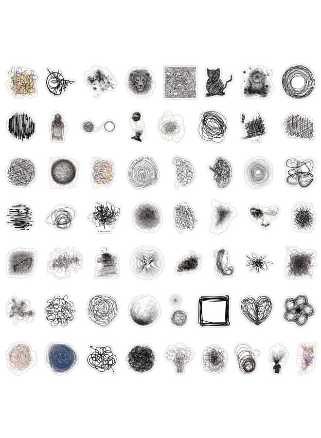 NIBEMINENT 55 Pcs Scribble Deco Kit Waterproof Stickers, High Definition Printing Bright Colors, Suitable for Laptop Skateboard Luggage Water Bottle Guitar DIY - Image 1