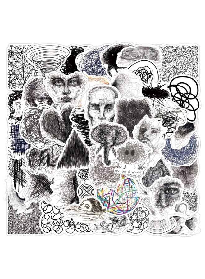 NIBEMINENT 55 Pcs Scribble Deco Kit Waterproof Stickers, High Definition Printing Bright Colors, Suitable for Laptop Skateboard Luggage Water Bottle Guitar DIY - Image 2