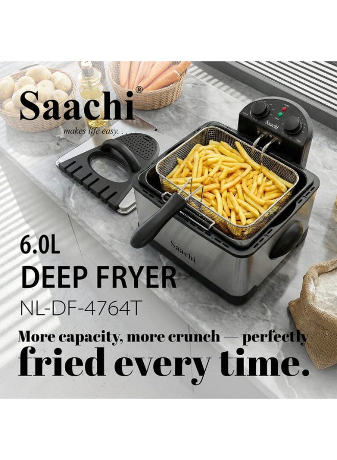 Saachi 6-Litre Deep Fryer, NL-DF-4764T-SV, Stainless Steel, Adjustable Thermostat up to 190°C, 60-Min Timer, Large Basket, Cool Zone, Overheat Protection, 2000W 6 L 2000 W NL-DF-4764T-ST Steel - Image 5