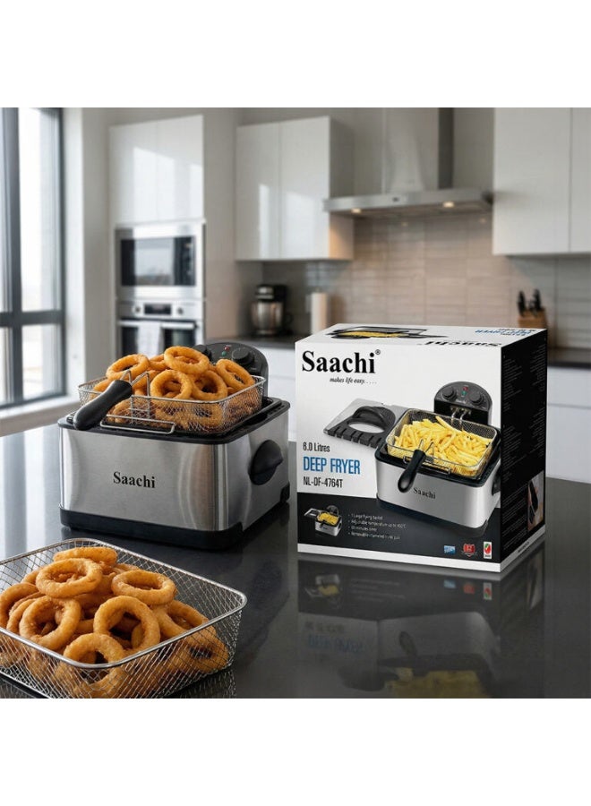 Saachi 6-Litre Deep Fryer, NL-DF-4764T-SV, Stainless Steel, Adjustable Thermostat up to 190°C, 60-Min Timer, Large Basket, Cool Zone, Overheat Protection, 2000W 6 L 2000 W NL-DF-4764T-ST Steel - Image 2