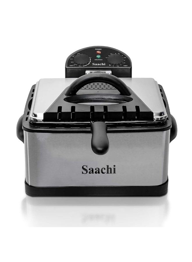 Saachi 6-Litre Deep Fryer, NL-DF-4764T-SV, Stainless Steel, Adjustable Thermostat up to 190°C, 60-Min Timer, Large Basket, Cool Zone, Overheat Protection, 2000W 6 L 2000 W NL-DF-4764T-ST Steel - Image 1