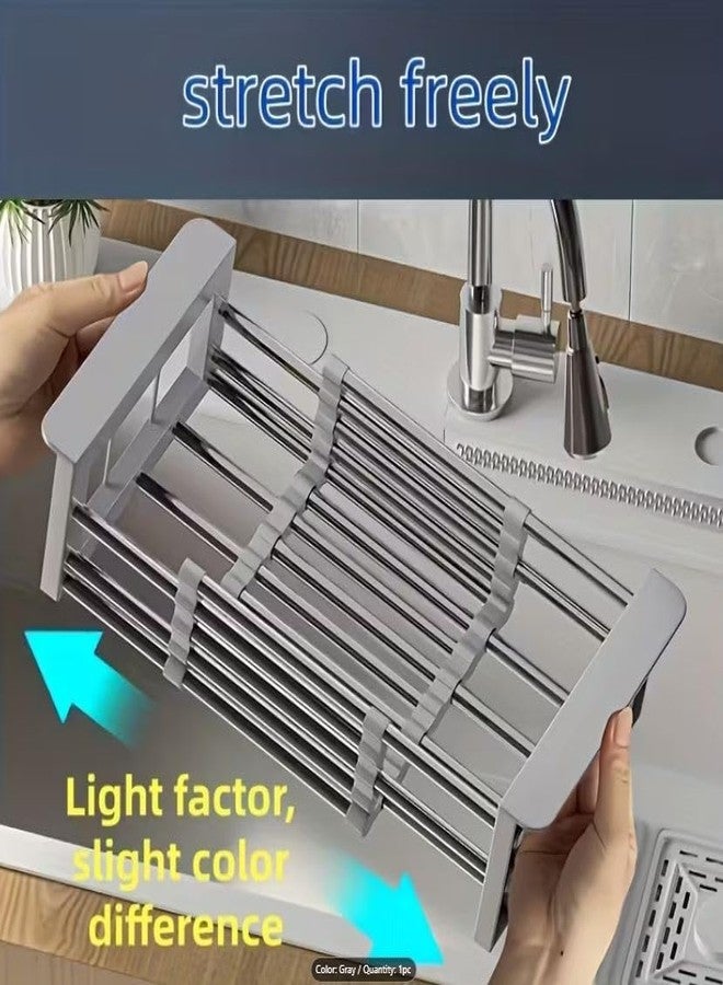 VishBin Adjustable Vegetable Drainer Basket | Premium Stainless Steel | Fruits Washing Basket | Adjustable Dish Drainer | Over Sink Strainer | Expandable Up to 50 cm - Image 4