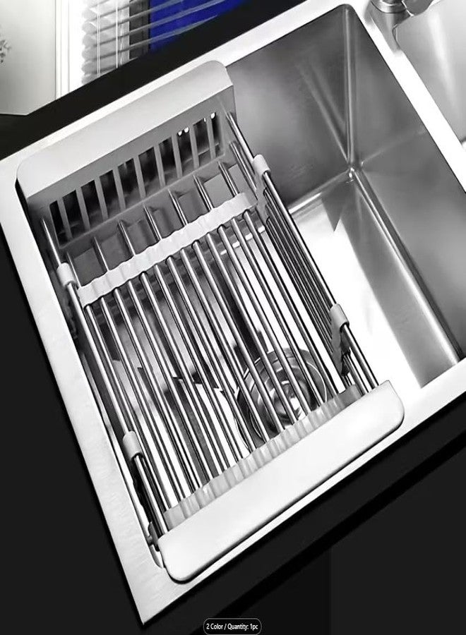 VishBin Adjustable Vegetable Drainer Basket | Premium Stainless Steel | Fruits Washing Basket | Adjustable Dish Drainer | Over Sink Strainer | Expandable Up to 50 cm - Image 5