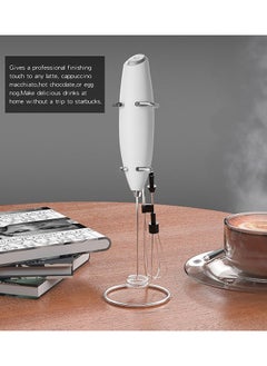 Cuken Handheld Milk Frother for Coffee with Stand, Battery Powered, Drink Mixer with 2 Stainless Steel Whisk Heads for Milk, Coffee, Egg, Hot Chocolate  - Image 5