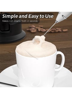 Cuken Handheld Milk Frother for Coffee with Stand, Battery Powered, Drink Mixer with 2 Stainless Steel Whisk Heads for Milk, Coffee, Egg, Hot Chocolate  - Image 3