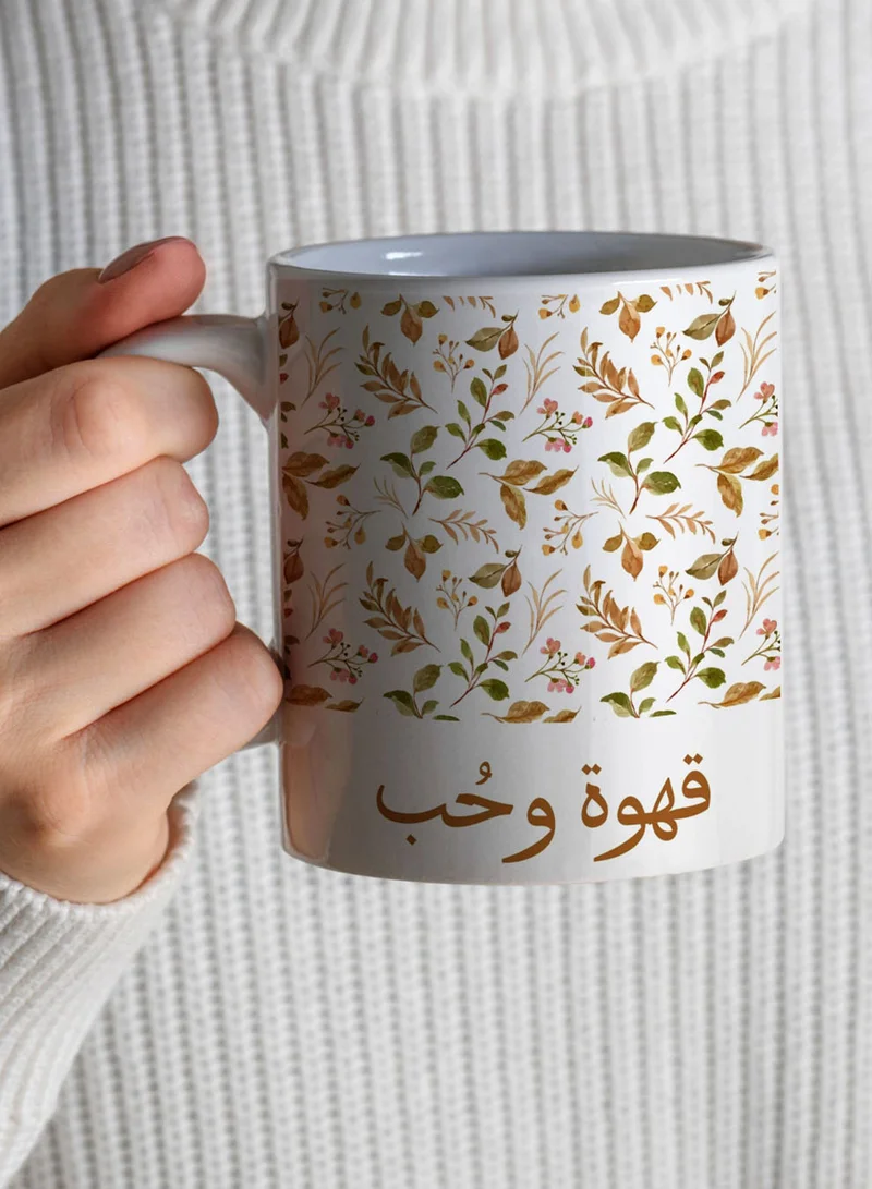 LOWHA 11 oz Ceramic Mug with Love & Coffee Design