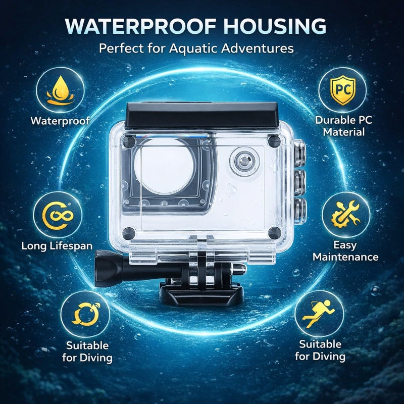 SJ5000 Series Waterproof Housing Case Transparent PC Stainless Steel for Diving - Image 4
