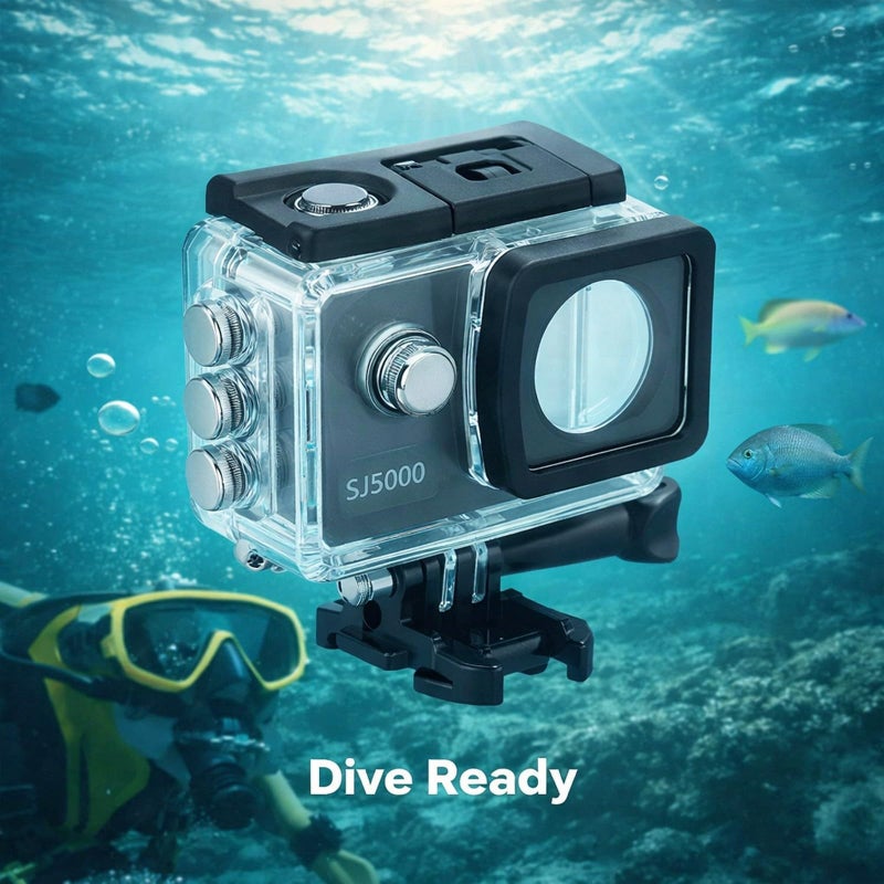 SJ5000 Series Waterproof Housing Case Transparent PC Stainless Steel for Diving - Image 3