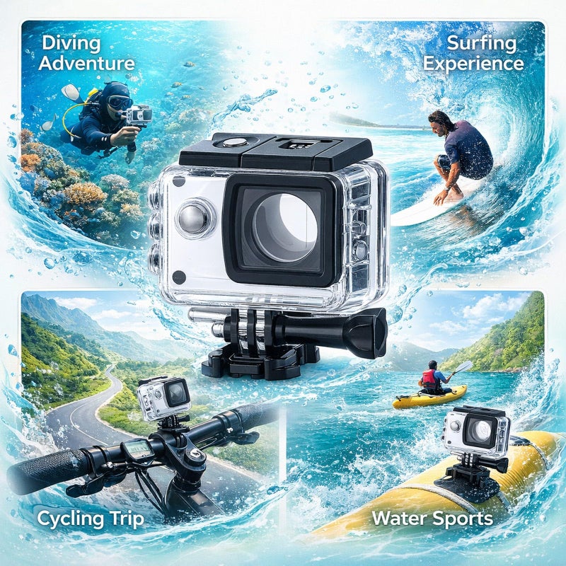 SJ5000 Series Waterproof Housing Case Transparent PC Stainless Steel for Diving - Image 5
