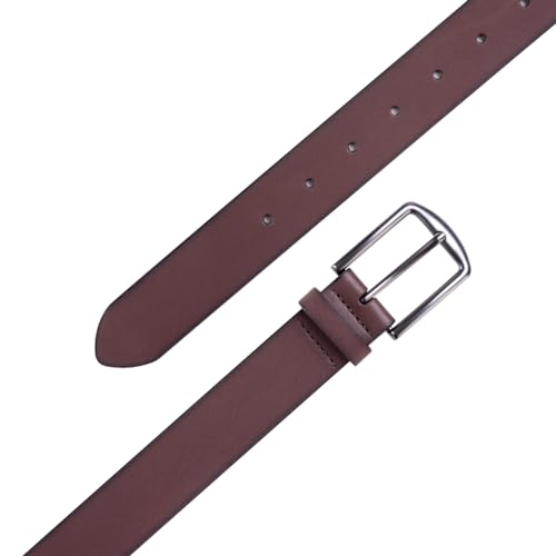 KM Legend Mens Leather Dress Belt for Work Business and Casual, Boston Dark Brown, 46 US - Image 2
