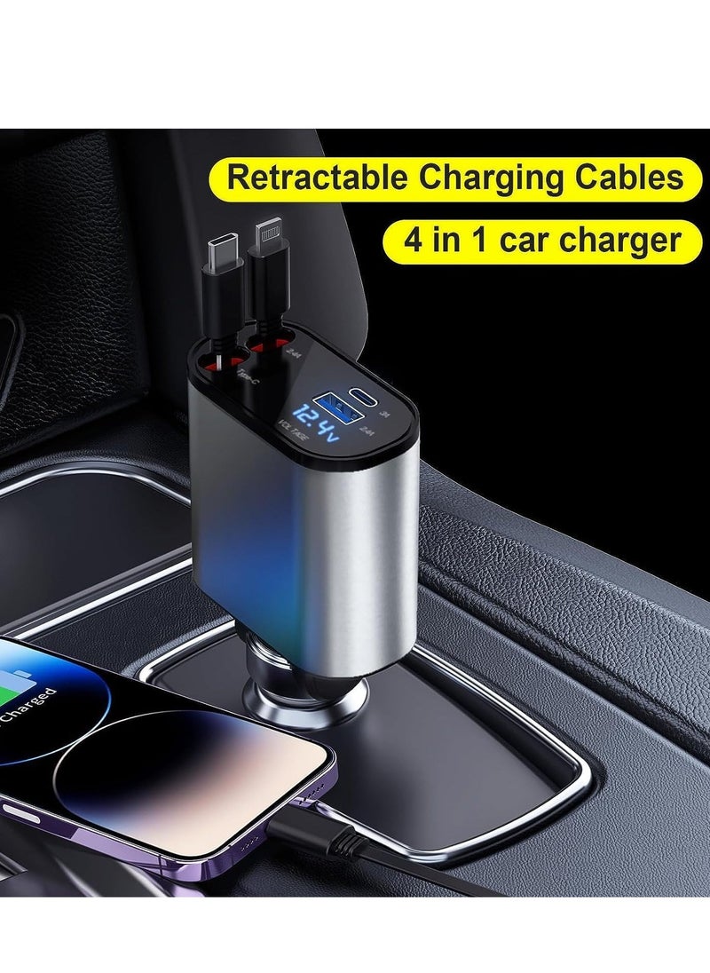 Raxoom 60W Retractable Car Charger Compatible with iPhone15/14/13/12/11,Fast Car Power Adapter PD20W /Type-C 40W,Car USB Fast Phone Charger - Image 3