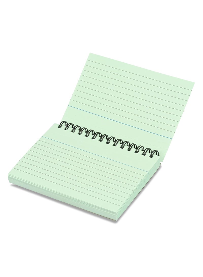 FIS® Ruled Record Cards Size:8"x5" Inches (203x127mm), Double Loop Spiral Binding, Two Sides Single Ruled, 180gsm, Perforated, 50 Sheets Per Pad, Packet of 3 Pieces, Green Color-FSIC85-180SPGR-3 - Image 4
