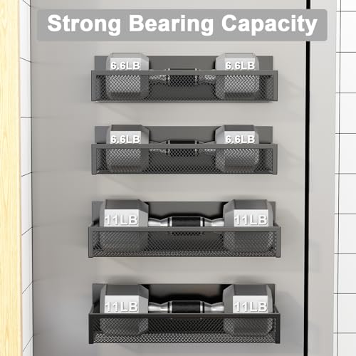 Aufworld Magnetic Spice Rack for Refrigerator, 4 Pack Magnetic Shelf, Fridge Magnet Organizer with Moveable 8 Hooks, Magnetic Fridge Shelf for Kitchen Organization and Storage (4 Pack) - Image 3