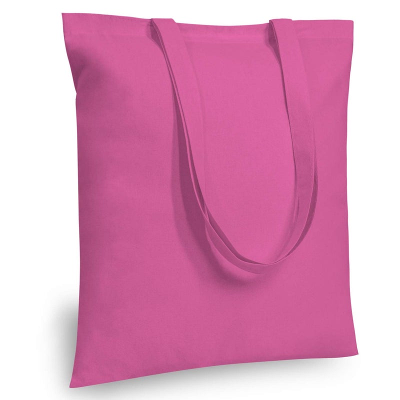 TOPDesign 6Pack Economical 16x15 Pink Cotton Tote Bag Lightweight Medium Reusable Grocery Shopping Cloth Bags Suitable for DIY Advertising Promotion Gift Activity