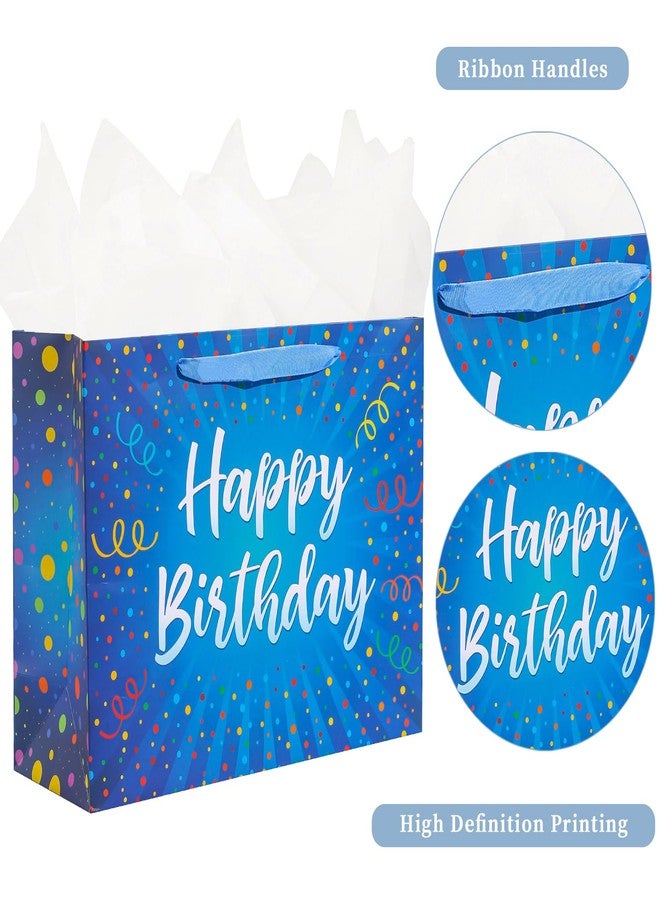 BULKYTREE 13" Large Happy Birthday Gift Bag with Card and Tissue Papers for Women Men Boys Girls Colorful Design with Handles - Image 4
