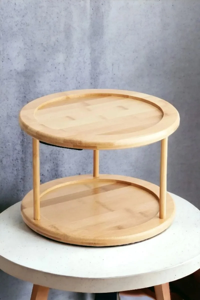 Mottogo Bamboo 2-Tier Rotating Stand | presentation