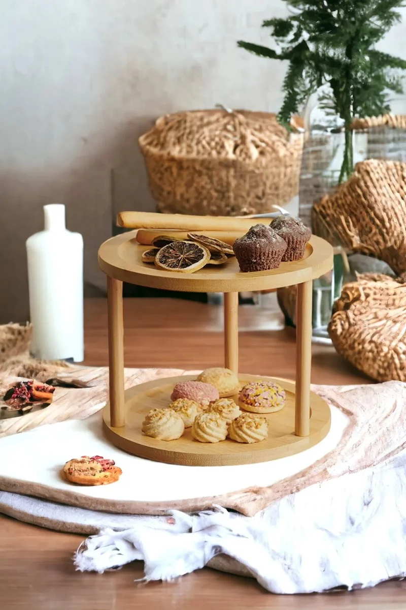 Mottogo Bamboo 2-Tier Rotating Stand | presentation