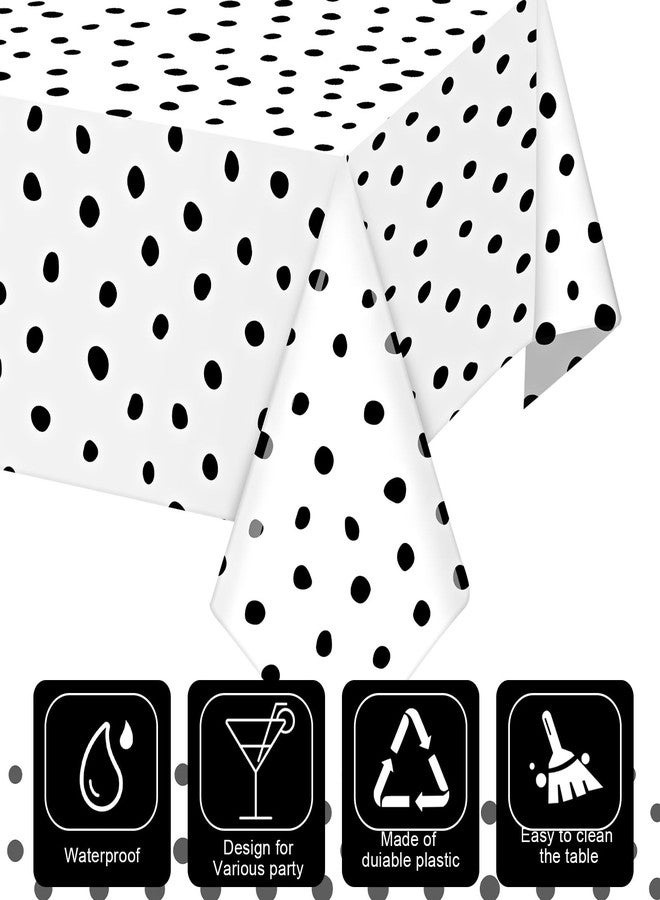 Mindsoft 6 Pcs Polka Dot Tablecloth Disposable Plastic Table Cover for Rectangle Table Picnic Wedding Birthday Dalmatian Party Supplies 54 x 108 Inch(Black Polka Dots) - Image 4