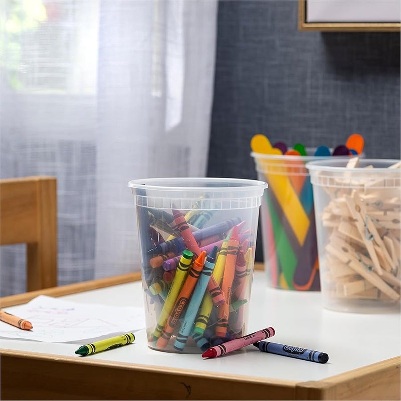 ستاك مان مجموعة من 48 حاوية تخزين بلاستيكية للاستعمال مرة واحدة 907 غرام مع اغطية محكمة الغلق - Image 5