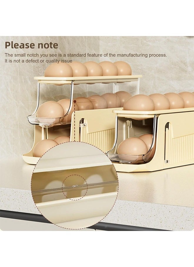 Hihonor Egg Holder for Fridge, 3 Adjustable Layers Automatically Rolling Egg Organizer for Refrigerator, Space Saving Eggs Dispenser, Stackable Egg Container, Yellow, Pack of 1  - Image 3