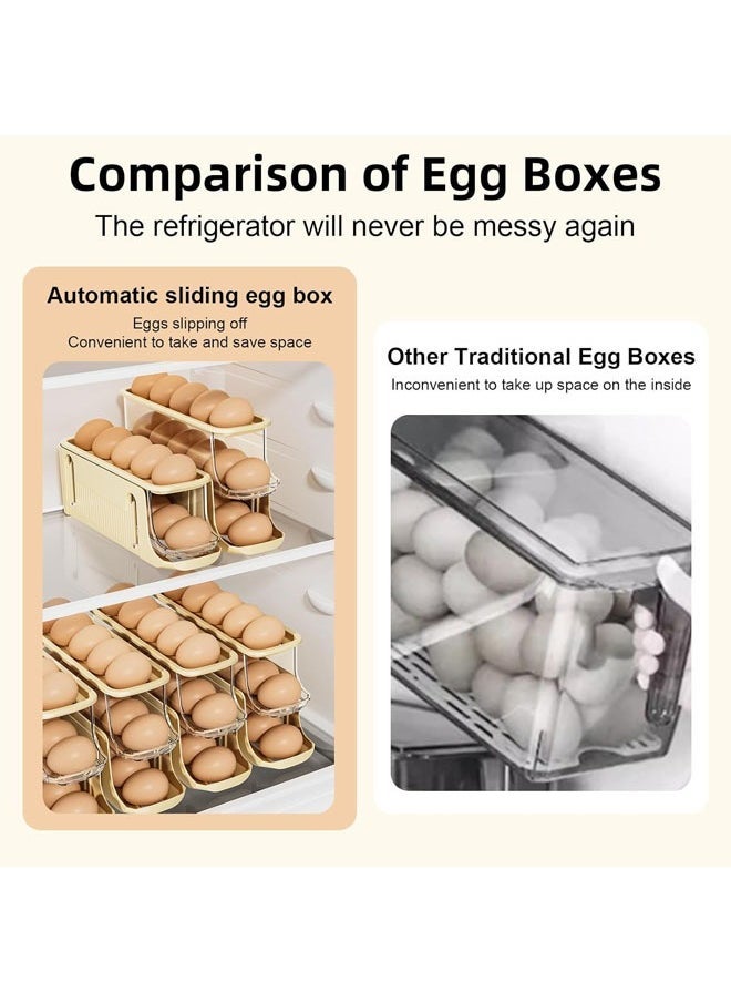 Hihonor Egg Holder for Fridge, 3 Adjustable Layers Automatically Rolling Egg Organizer for Refrigerator, Space Saving Eggs Dispenser, Stackable Egg Container, Yellow, Pack of 1  - Image 5