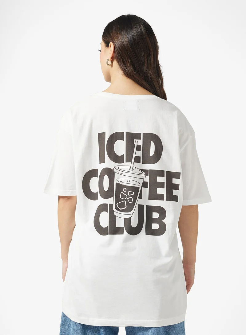 Ginger Crew Neck Coffee Graphic T-Shirt