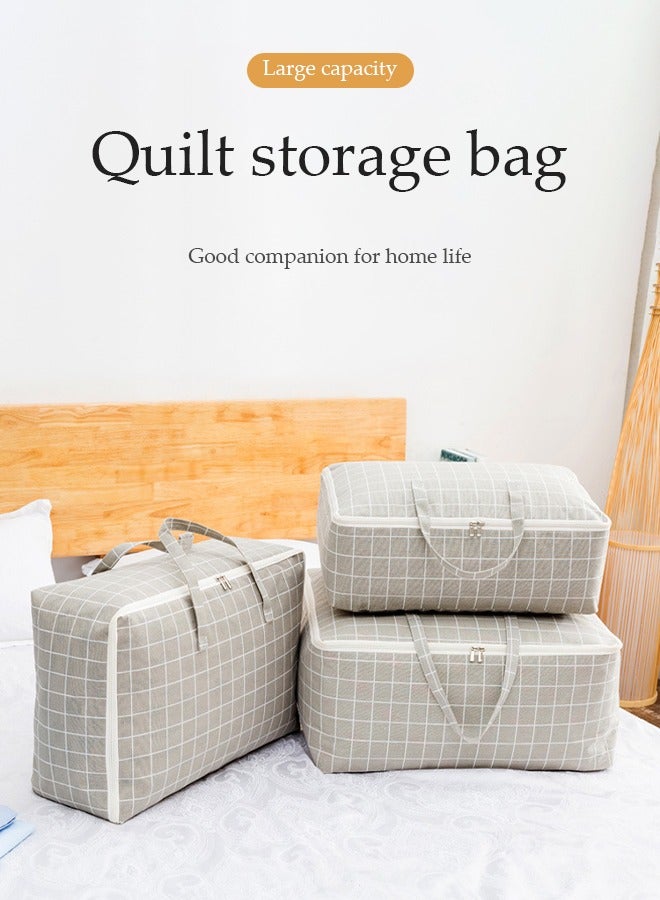 DUNISO 3PCS Moving Storage Bag with Zipper,Strong Storage Laundry Bags Extra Large Storage Bag Large Capacity Multipurpose Clothes Organizing Storage Bag with Strong Handles for Organizing Bedroom, Closet, Clothing, Comforter, Sweater, Organization and Storage with Zip and Handle grey (55*30*20cm)  - Image 3