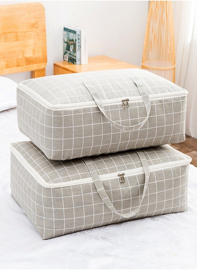 DUNISO - 3pcs Moving Storage Bag with Zipper,Extra Large Storage Bag with check pattern for Moving,Large Capacity Multipurpose Clothes Organizing Storage Bag with Strong Handles for Organizing Bedroom, Closet, Clothing, Comforter, Sweater, Organization and Storage with Zip and Handle grey (55*30*20cm) - Image 1