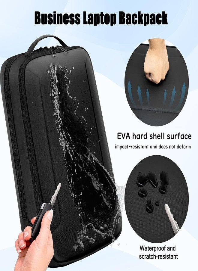 MANETTA Slim Laptop Backpack for Men, Business Backpack with Charging Port, Tech Backpack for 15.6 inch Laptop for Work (black semi-hard shell) - Image 2
